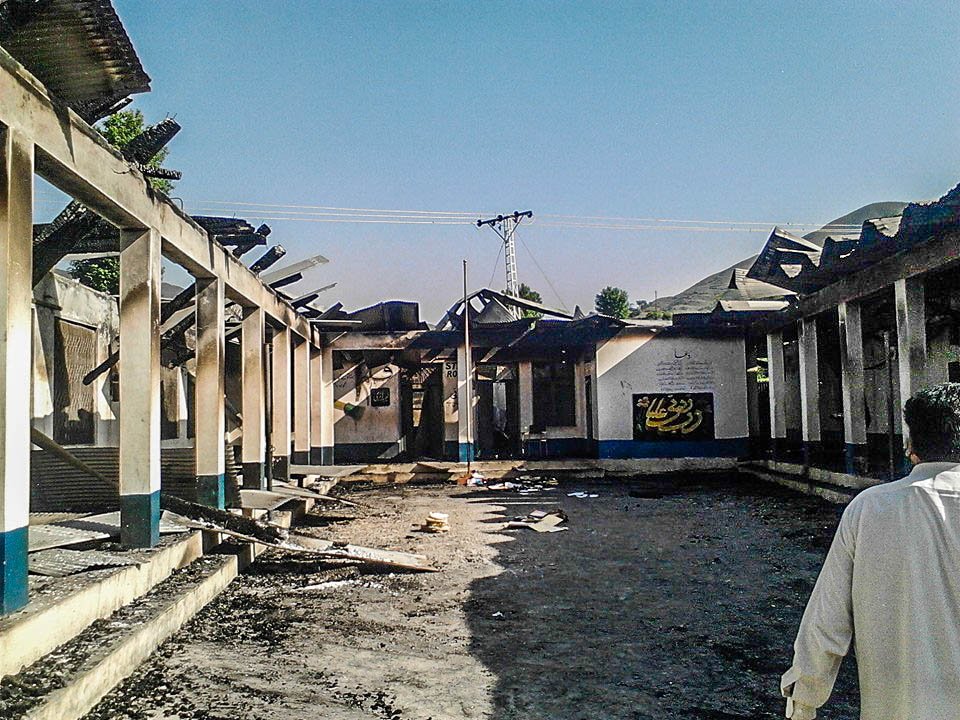 Fire reduces govt high school to ashes in Swat