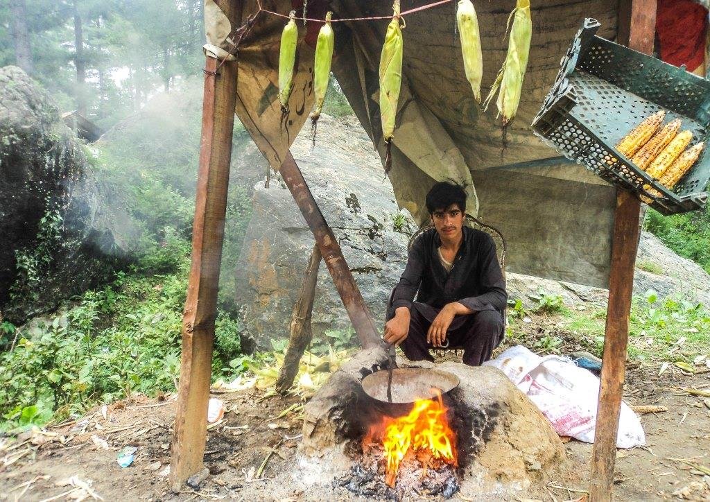 Roasted corns on the cob and chilly weather of Malam Jabba