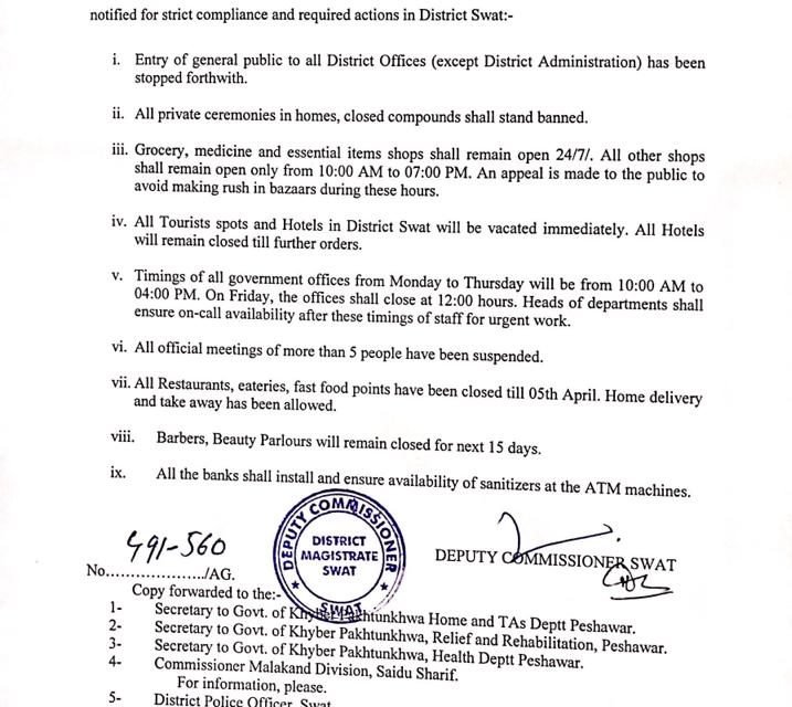Coronavirus: District administration bans tourists entry into Swat