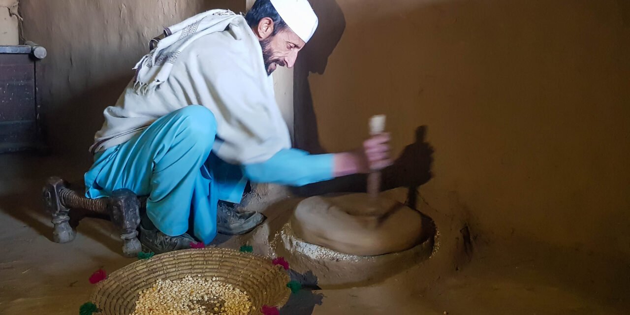 Baligram villagers still use the ancient hand-run grinding stone (Maichan) to make their flour