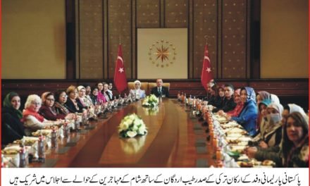 پاکستانی پارلیمانی وفدجن میں سوات سے ایم این اے عائشہ سید بھی شامل ہے کا ترکی صدر سے ملاقات