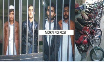 سوات،اہم موٹر سائیکل چور گروہ سرغنہ سمیت گرفتار،امانکوٹ،اوڈیگرام،بلوگرام ملزمان کیخلاف مقدمہ درج