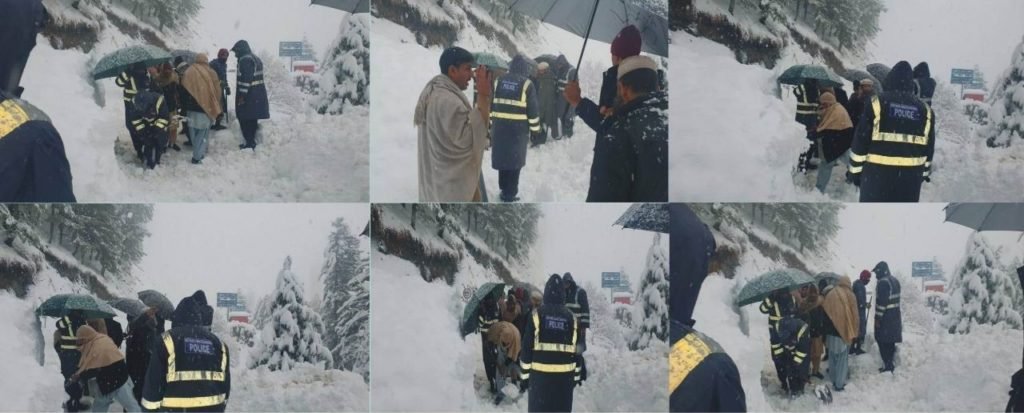 شانگلہ، موسم سرما کے تیسری بار برف باری سے پہاڑوں نے برف کی سفید چادر اڑھ لی
