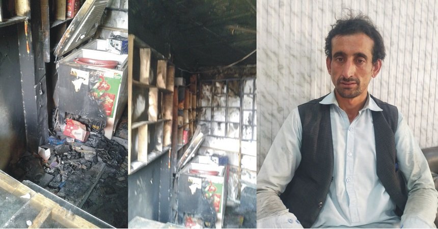 امانکوٹ میں غریب محنت کش دوکاندار کا کریانہ دوکان جھل گیا،ڈی سی سوات سے مدد کی اپیل